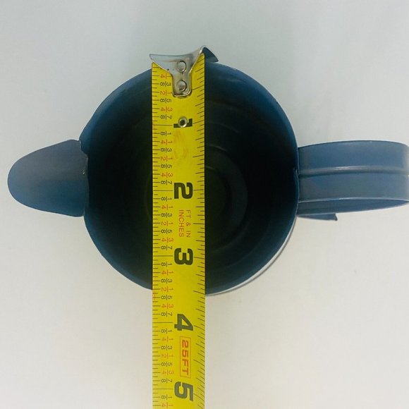 Metal Pitcher Planter Vase Blue With Beige Heart And Plastic Insert 4.5 Inches - Picture 9 of 12